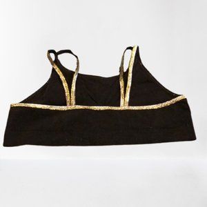 Black Bralette  silver & gold metallic dual straps